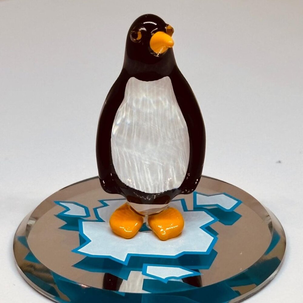 Glass Penguin Figurine Crystal Accent Cute Animal Decor